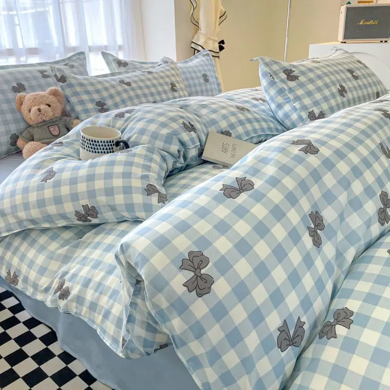 Classic Duvet Cover Set with Pillowcases Flat Sheet Nordic Style No Comforter 2025 New Bedding Kit Double Twin Size Bed Linens Jonine&