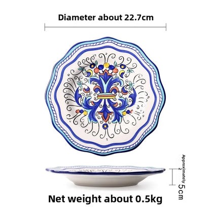 Hand-Painted Ceramic Steak Plate — Irregular Western Dinnerware