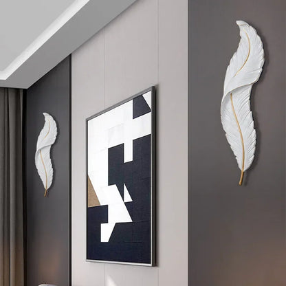 White Feather LED Wall Sconce — Modern Resin Bedroom & Living Room Light