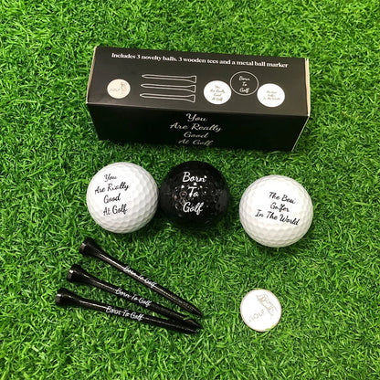 Novelty Golf Gift Set for Men — Balls, Tees &amp; Ball Marker