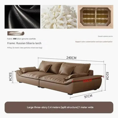 Luxury Genuine Leather Sofa — Designer Modular Living Room Seating