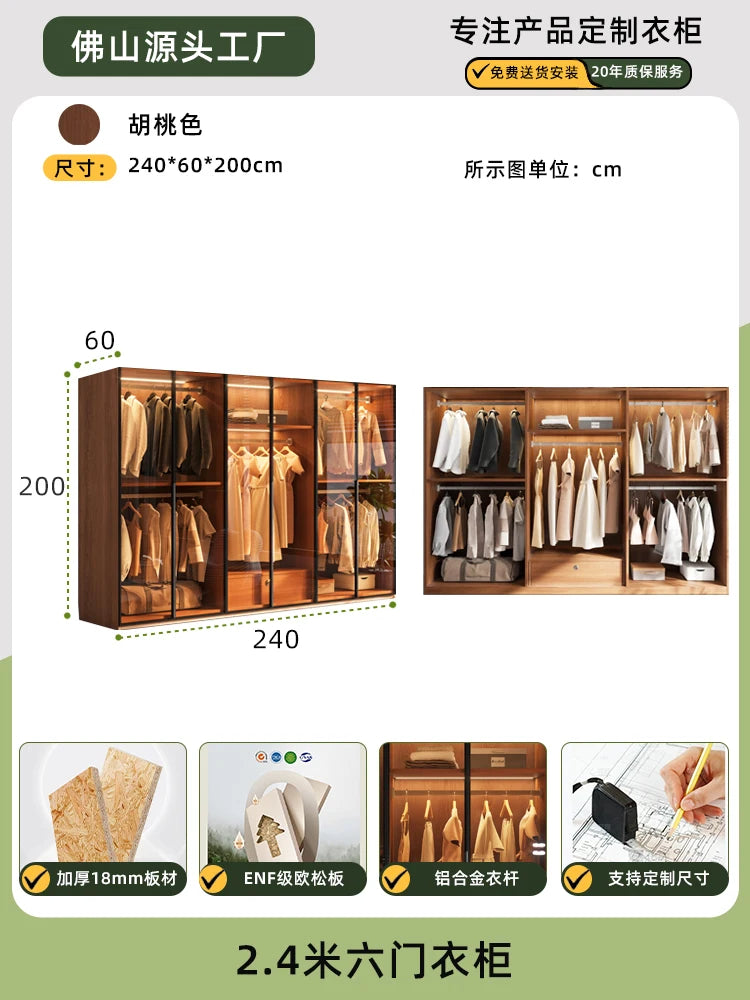 Modern Glass Wardrobe — L-Shaped Corner Closet with Luxury Storage
