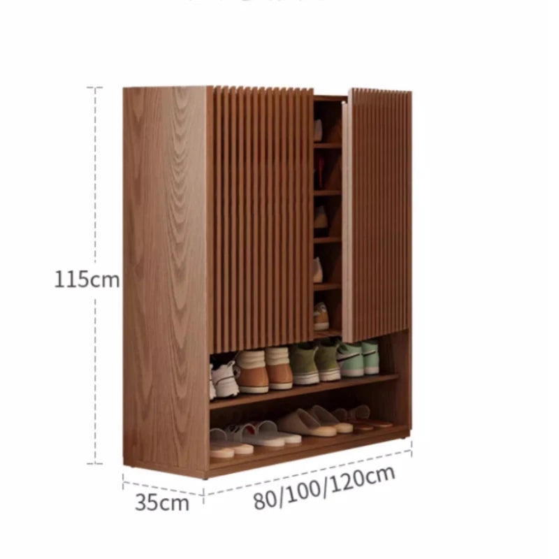 Vintage Luxury Wood Shoe Rack — Space-Saving Entryway Storage