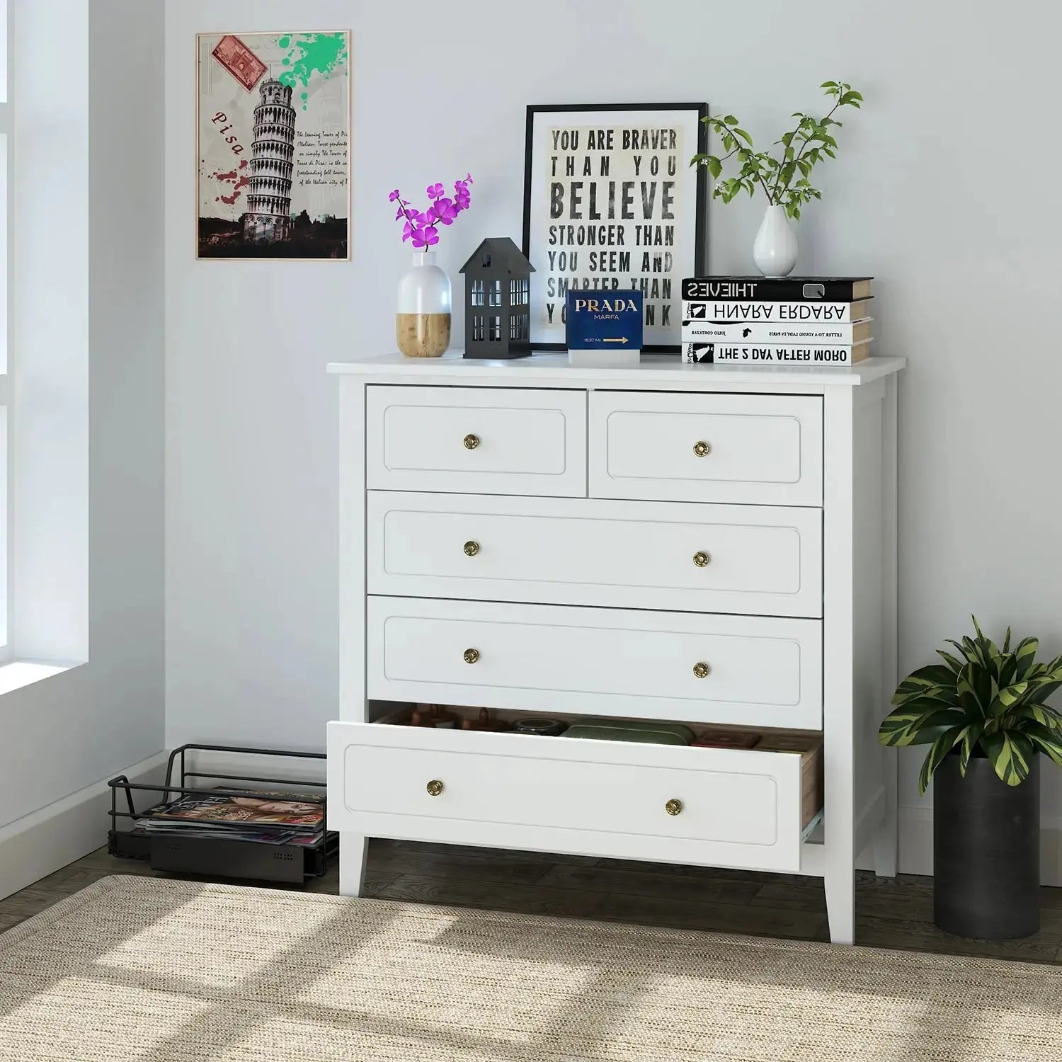 6-Drawer Chest of Drawers – White Bedroom Dresser & Storage Cabinet, 80x40x80cm Jonine’s Corner