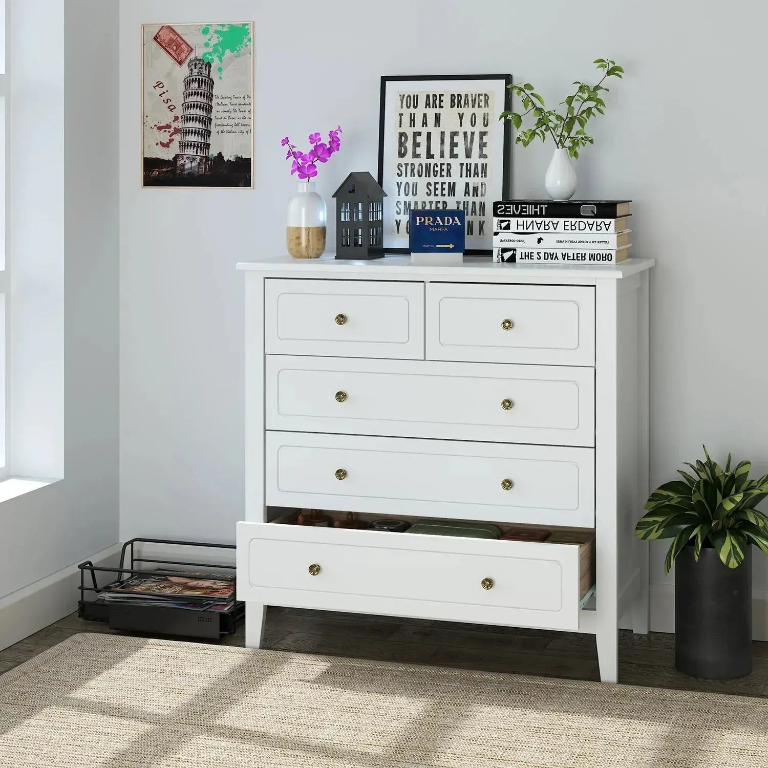6-Drawer Chest of Drawers – White Bedroom Dresser & Storage Cabinet, 80x40x80cm Jonine’s Corner