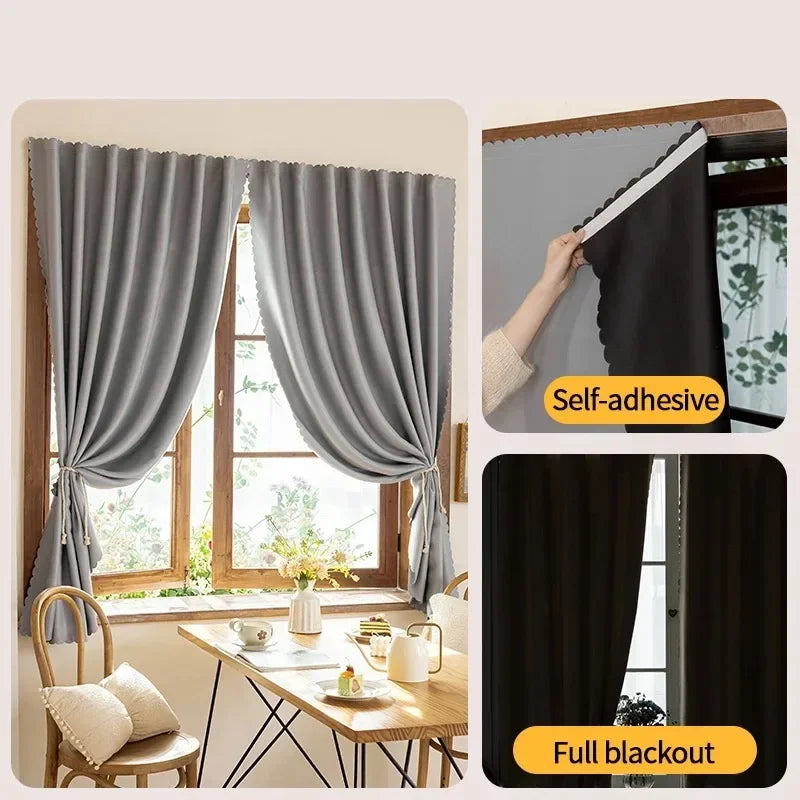 Self-Adhesive No-Drill Blackout Curtains