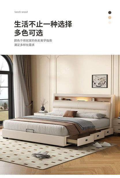 Luxury Multifunctional Bed Frame with Storage Headboard