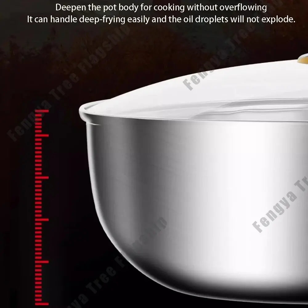 316 Stainless Steel Frying Pan Deepened Wok Non-Stick Skillets Steak Gas Stove Induction Cooker Universal Pan Kitchen Cookware Jonine&