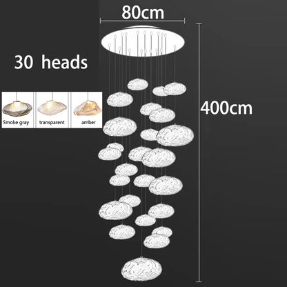 Modern Luxury LED Staircase Chandelier — Dimmable Multi-Head Pendant Light