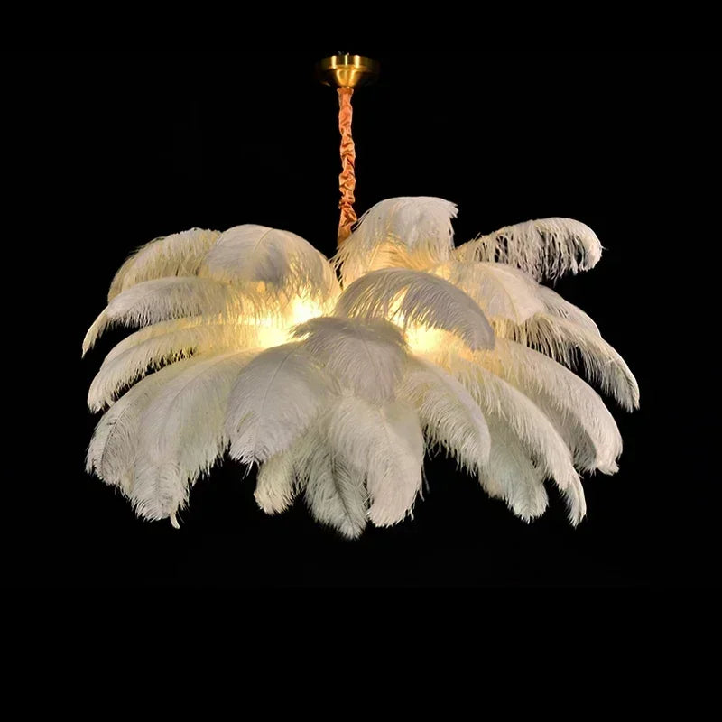 Soft Power — Nordic Ostrich Feather Chandelier for Bedroom & Living Room