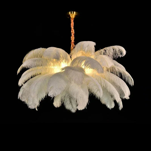Nordic Ostrich Feather Pendant Light — Bedroom & Living Room Chandelier