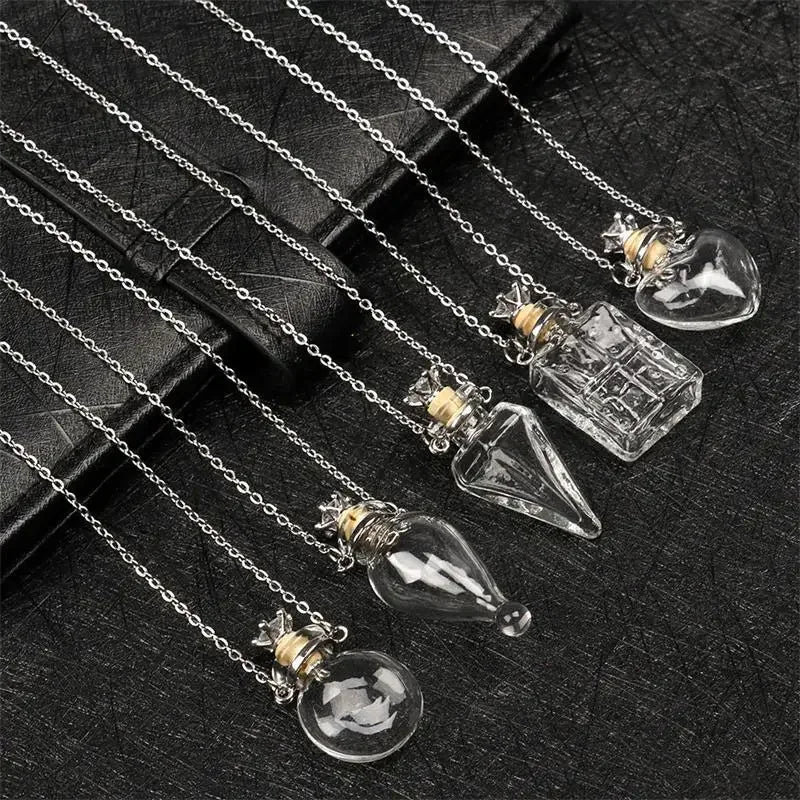 Fashion Glass Perfume Essential Oil Bottle Pendants DIY Women&