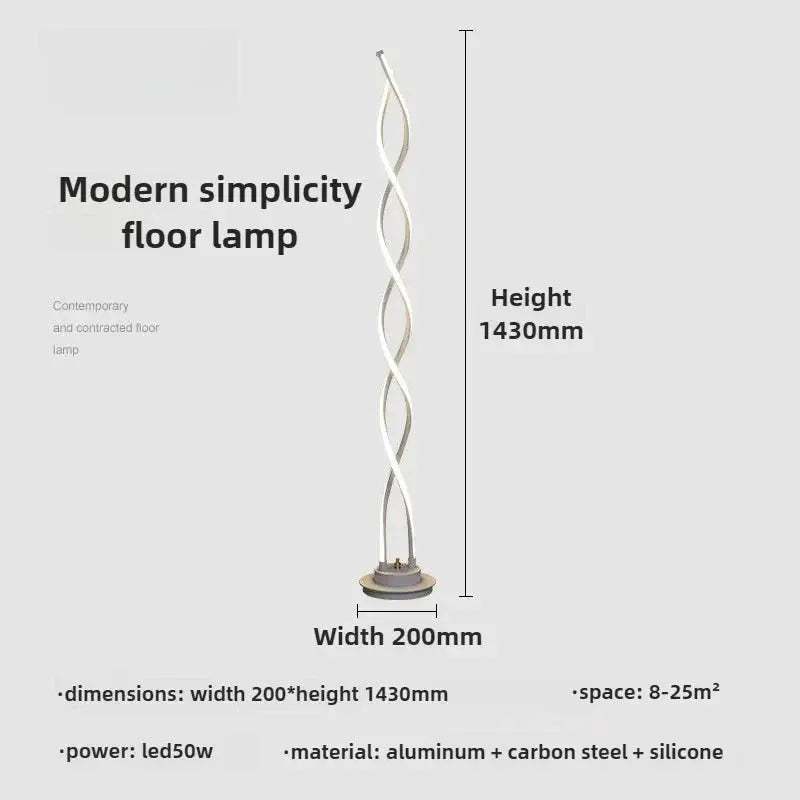 Spiral LED Floor Lamp Nordic Modern Minimalist Bedside Bedroom Living Room Sofa Side Warm Creative Personalized Atmosphere Light Jonine’s Corner