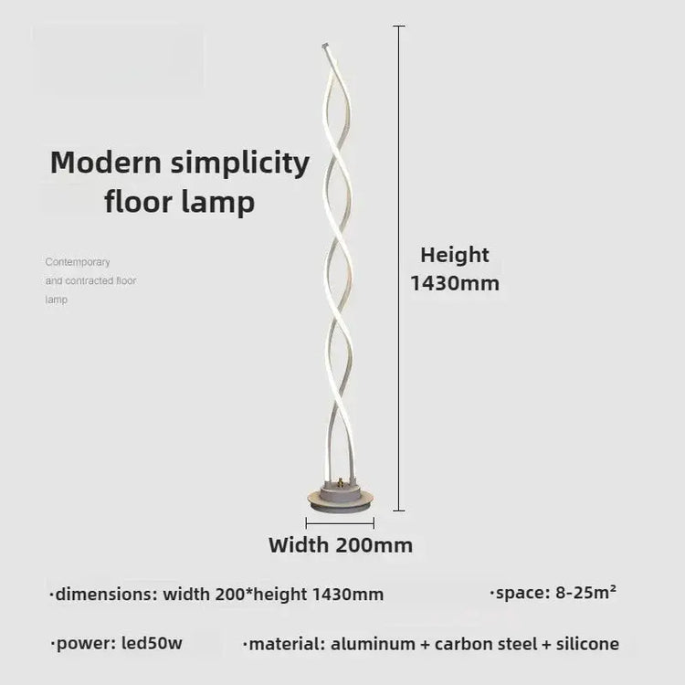 Spiral LED Floor Lamp Nordic Modern Minimalist Bedside Bedroom Living Room Sofa Side Warm Creative Personalized Atmosphere Light Jonine’s Corner
