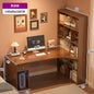 L-Shaped Corner Desk with Bookshelf — Dual Monitor & Home Office