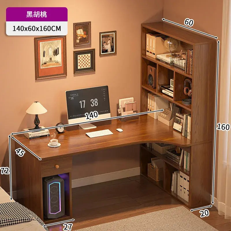 L-Shaped Corner Desk with Bookshelf — Jonine&