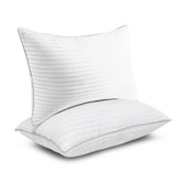 Set of 2 Machine Washable Down Alternative Bed Pillow with Cotton Cover - Queen FastFurnishings