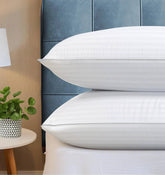 Set of 2 Machine Washable Down Alternative Bed Pillow with Cotton Cover - Queen FastFurnishings