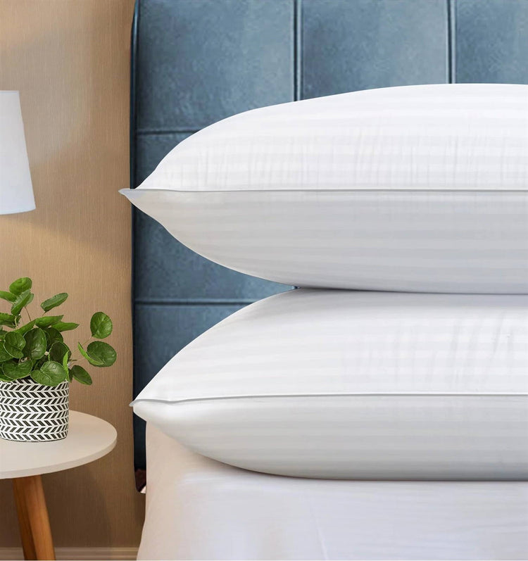 Set of 2 Machine Washable Down Alternative Bed Pillow with Cotton Cover - Queen FastFurnishings