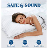 Set of 2 Machine Washable Down Alternative Bed Pillow with Cotton Cover - Queen FastFurnishings