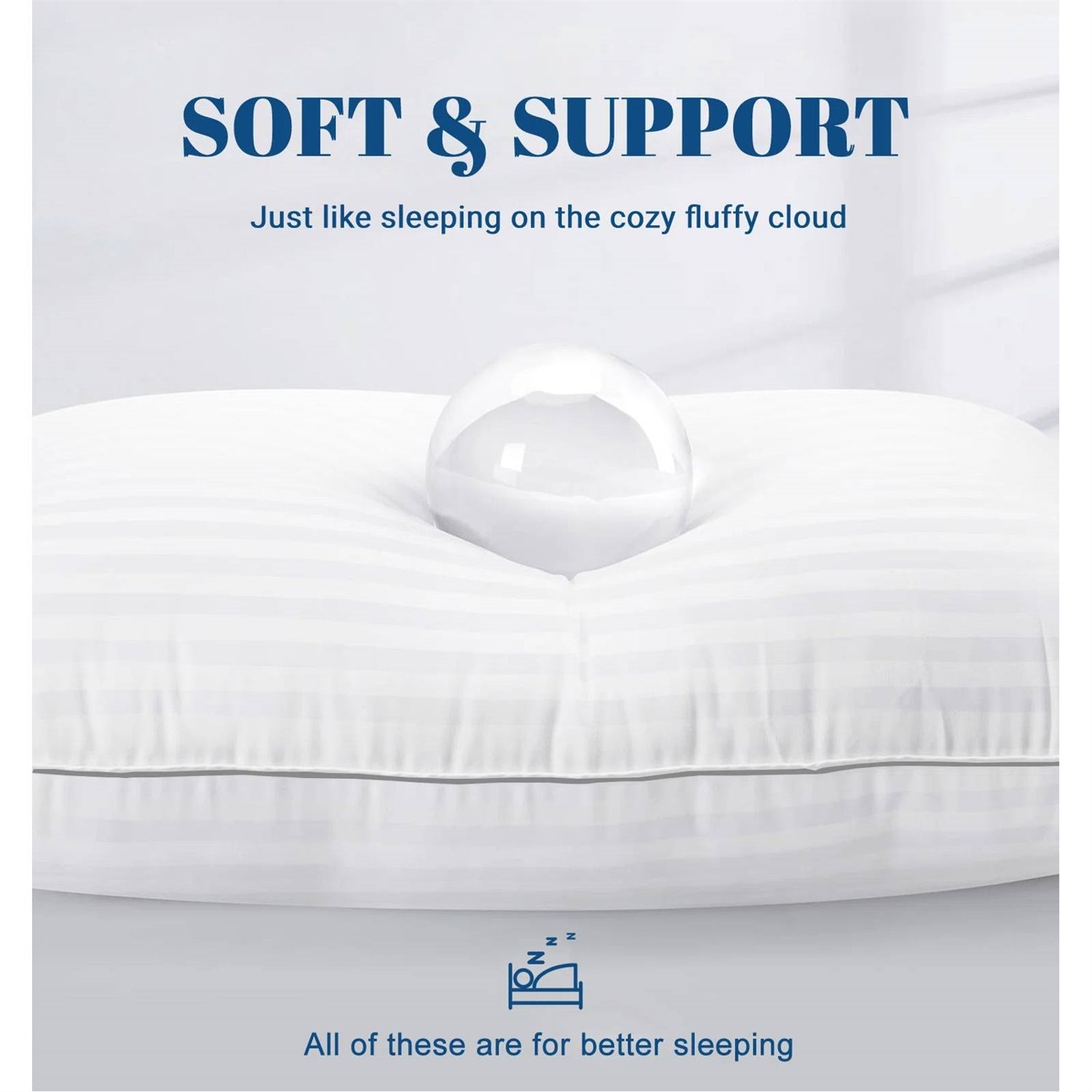Set of 2 Machine Washable Down Alternative Bed Pillow with Cotton Cover - Queen FastFurnishings