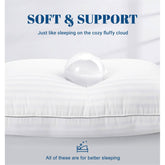 Set of 2 Machine Washable Down Alternative Bed Pillow with Cotton Cover - Queen FastFurnishings