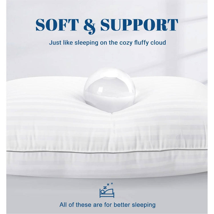 Set of 2 Machine Washable Down Alternative Bed Pillow with Cotton Cover - Queen FastFurnishings