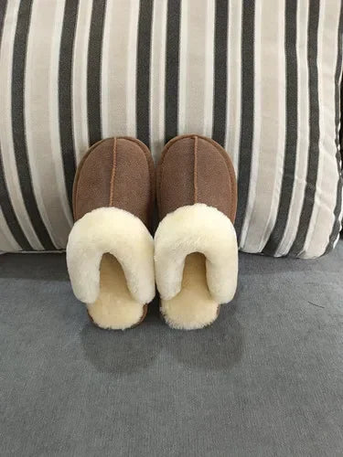 Cloud Underfoot — Natural Sheepskin & Fur Anti-Slip Home Slippers