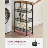 VASAGLE 4-Tier Rolling Storage Trolley — Space-Saving Cart with Wheels Jonine’s Corner