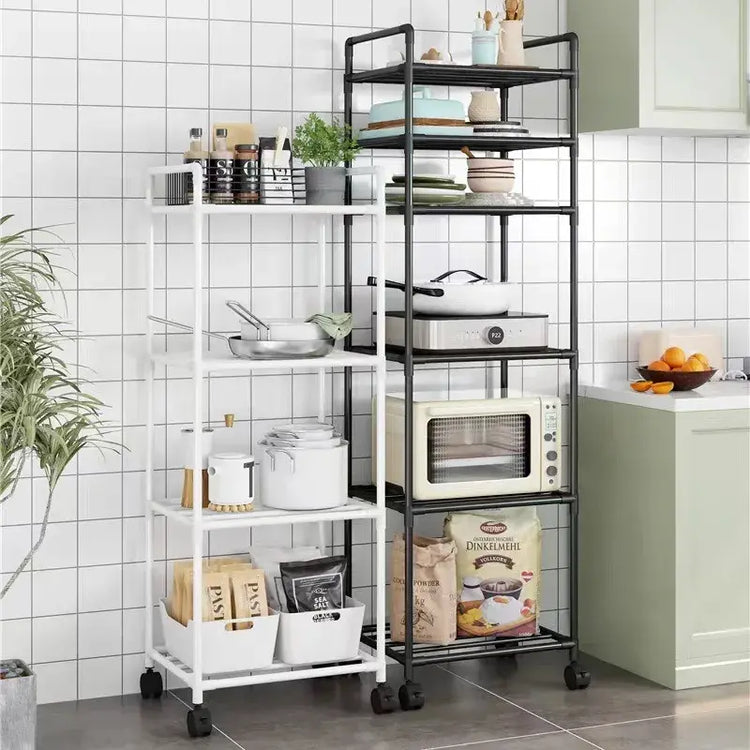 Kitchen storage cart for shelves - multi-level floor-standing household storage unit - bathroom shelf - microwave oven shelf