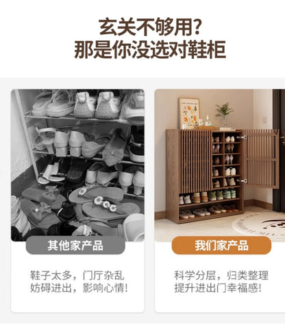 Vintage Luxury Wood Shoe Rack — Space-Saving Entryway Storage