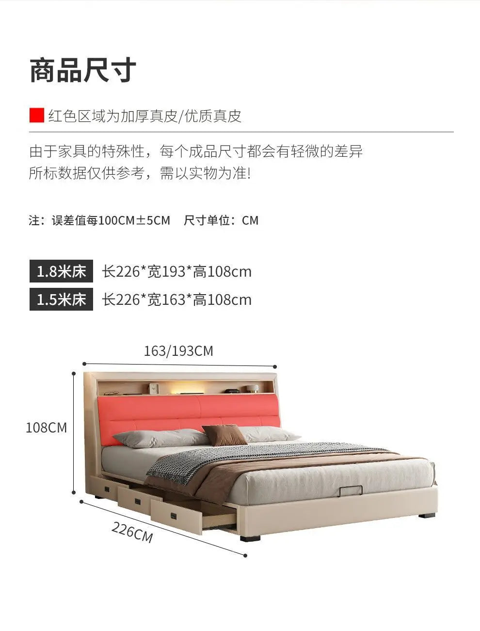 Luxury Multifunctional Bed Frame with Storage Headboard