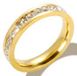 Personality Round Beads Ring Band Small Clear Crystal Zircon Waterproof Stainless Steel Rings Simple Granular Fine Jewelry