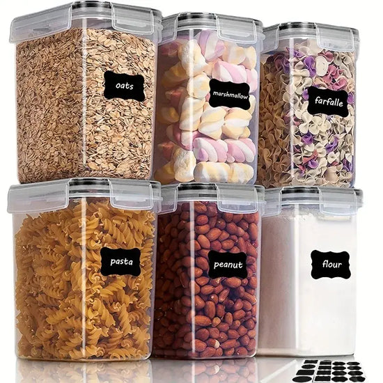 6-Piece Airtight Food Storage Container Set with Labels Jonine’s Corner
