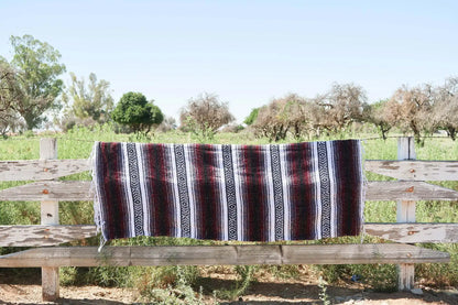 Mexican Handwoven Throw Blanket — Striped Tassel, 130×170cm