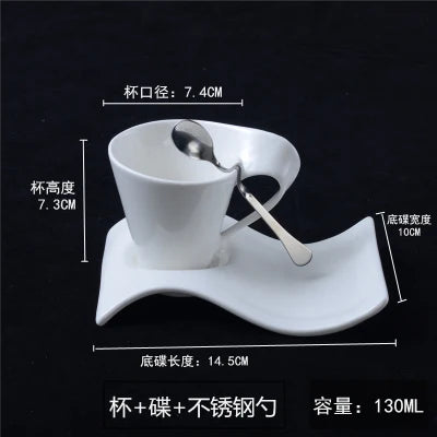 Wavy Ceramic Coffee & Espresso Cup — Modern Mug & Couple Gift