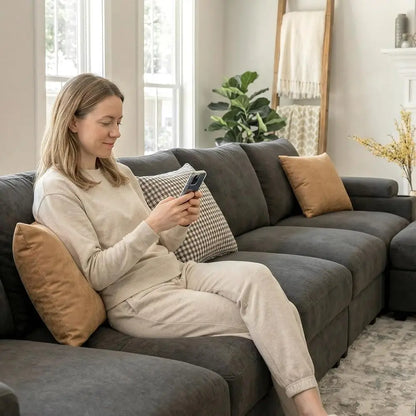 Oversized Cloud Sectional Sofa — 8-Seat Velvet with Chaise