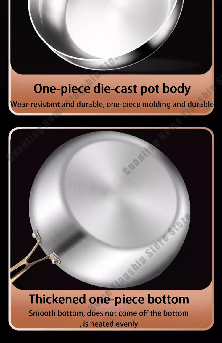 316 Stainless Steel Frying Pan Deepened Wok Non-Stick Skillets Steak Gas Stove Induction Cooker Universal Pan Kitchen Cookware Jonine&