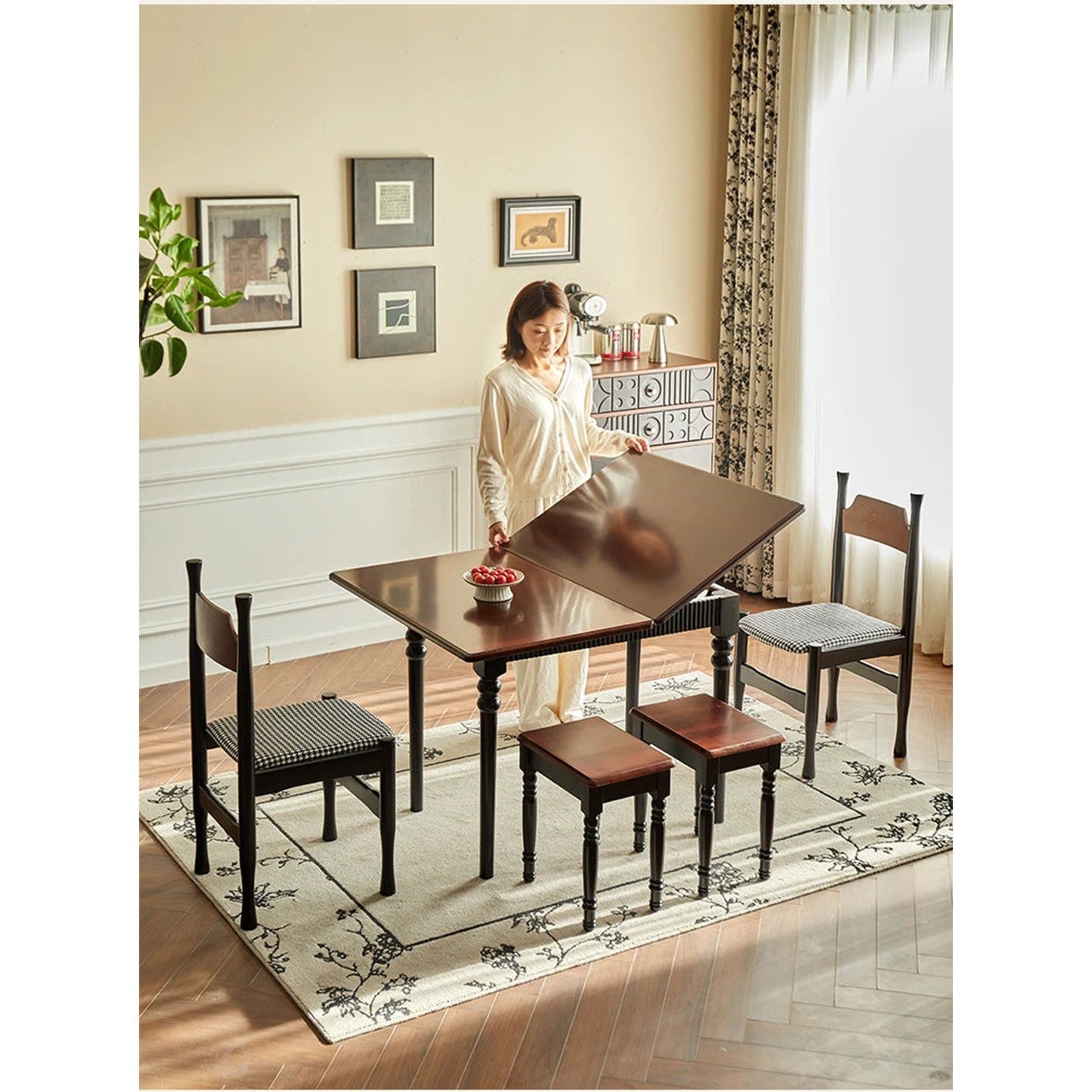 Mid-Century Foldable Dining Table