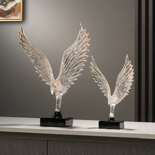 Gold Angel Wing Sculpture — Abstract Resin Figurine for Home Décor & Shelf Styling
