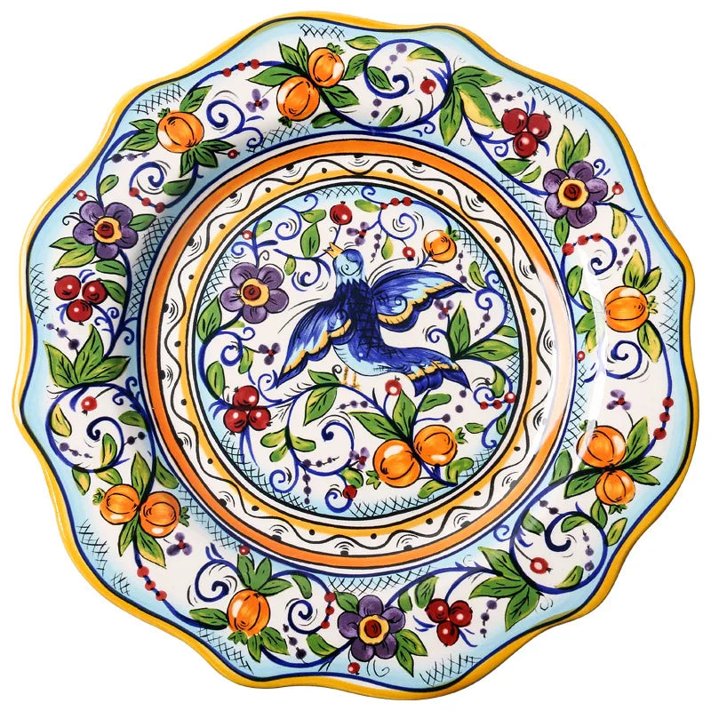 Hand-Painted Ceramic Steak Plate — Irregular Western Dinnerware