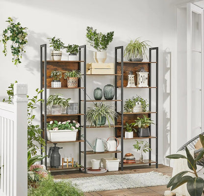 VASAGLE Bookshelf, 14 Shelves, Metal Rack for living room Study office Industrial Design