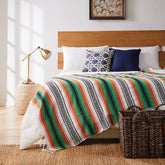 Mexican Handwoven Throw Blanket — Striped Tassel, 130×170cm