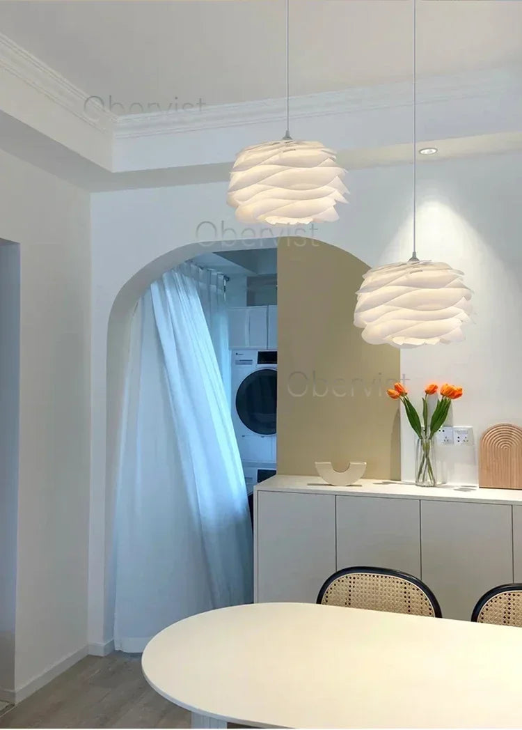 White Rose Petal Pendant Light — Nordic Sculptural Chandelier Jonine&