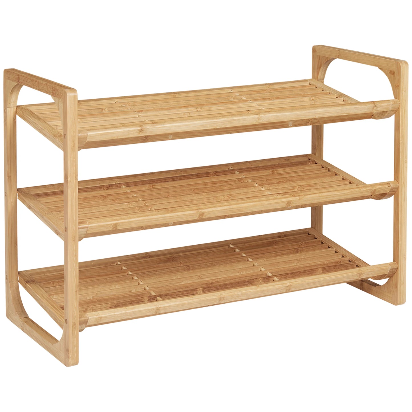 HOMCOM 3-tier Bamboo Shoe Rack for 9 Pairs of Shoes 76x33x51cm Natural