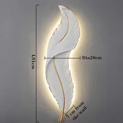White Feather LED Wall Sconce — Modern Resin Bedroom & Living Room Light