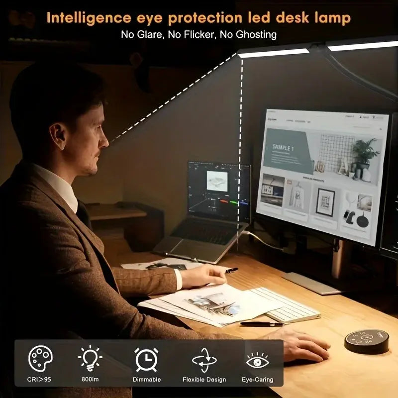 Light That Works as Hard as You Do — 24W Eye-Care LED Desk Lamp with 5-Color Dimmer