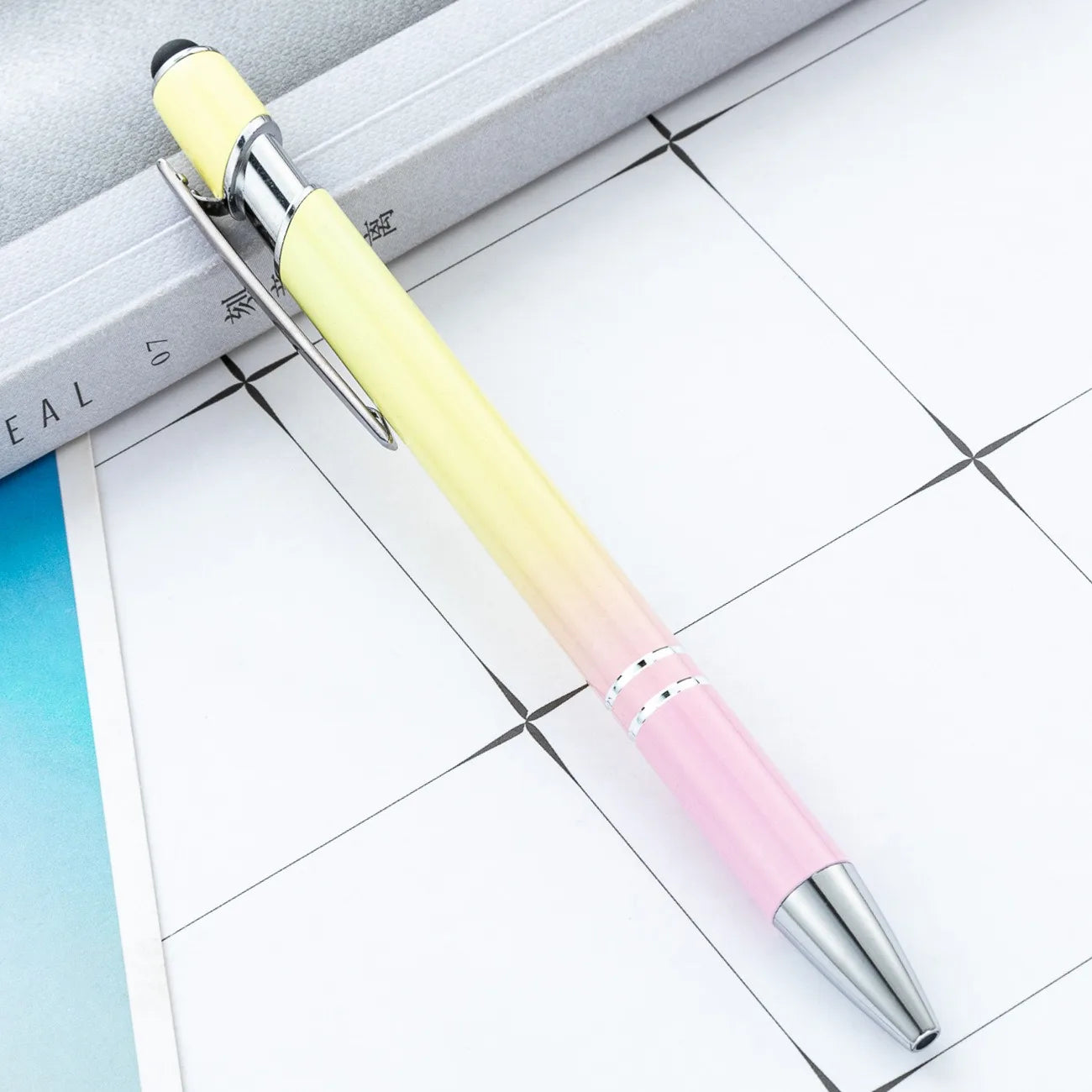 20-200Pcs Gradient Metal Ballpoint Pens with Stylus Tip Free Custom Logo Ballpens for Corporate Gifts & Wedding Favors