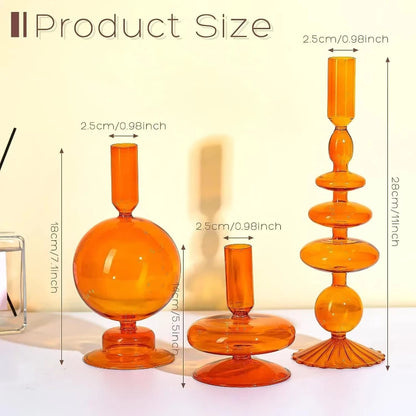 Colored Glass Candle Holder Set of 3 — Romantic Modern Home Décor