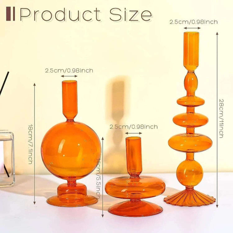 Colored Glass Candle Holder Set of 3 — Romantic Modern Home Décor